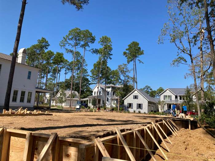 Formed and braced concrete footings at depth on a custom home lot